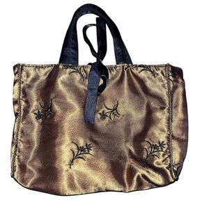 Y2K Victorias Secret Satin Embroidered Small Bag Purse Brown Whimsigoth Witchy